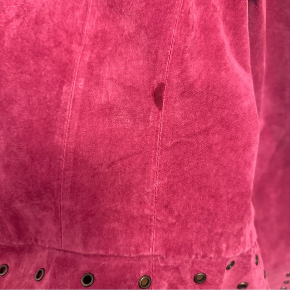 Bagatelle Pink Studded Suede Leather Jacket - Picture 12 of 13